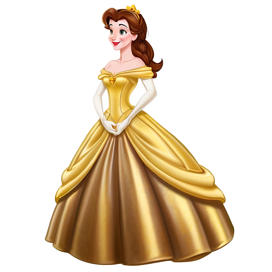 Belle In Golden Ballgown Png 06292024 PNG Image