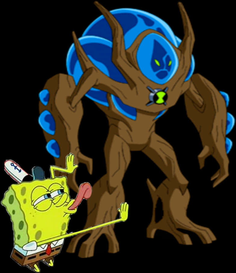 Ben10 Wildvineand Sponge Bob Crossover PNG Image