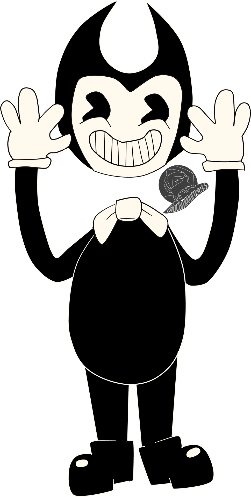 Bendy Cartoon Character Grinning PNG Image