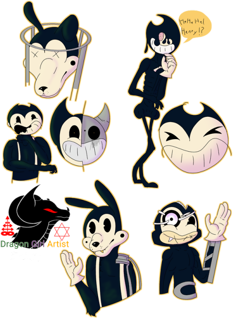 Bendy_ Character_ Stickers_ Collection PNG Image