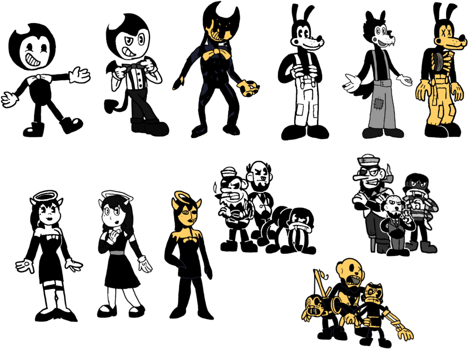 Bendy_ Characters_ Collection PNG Image