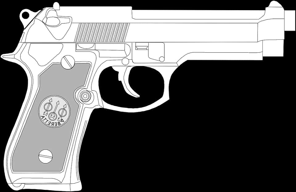 Beretta Pistol Line Drawing PNG Image