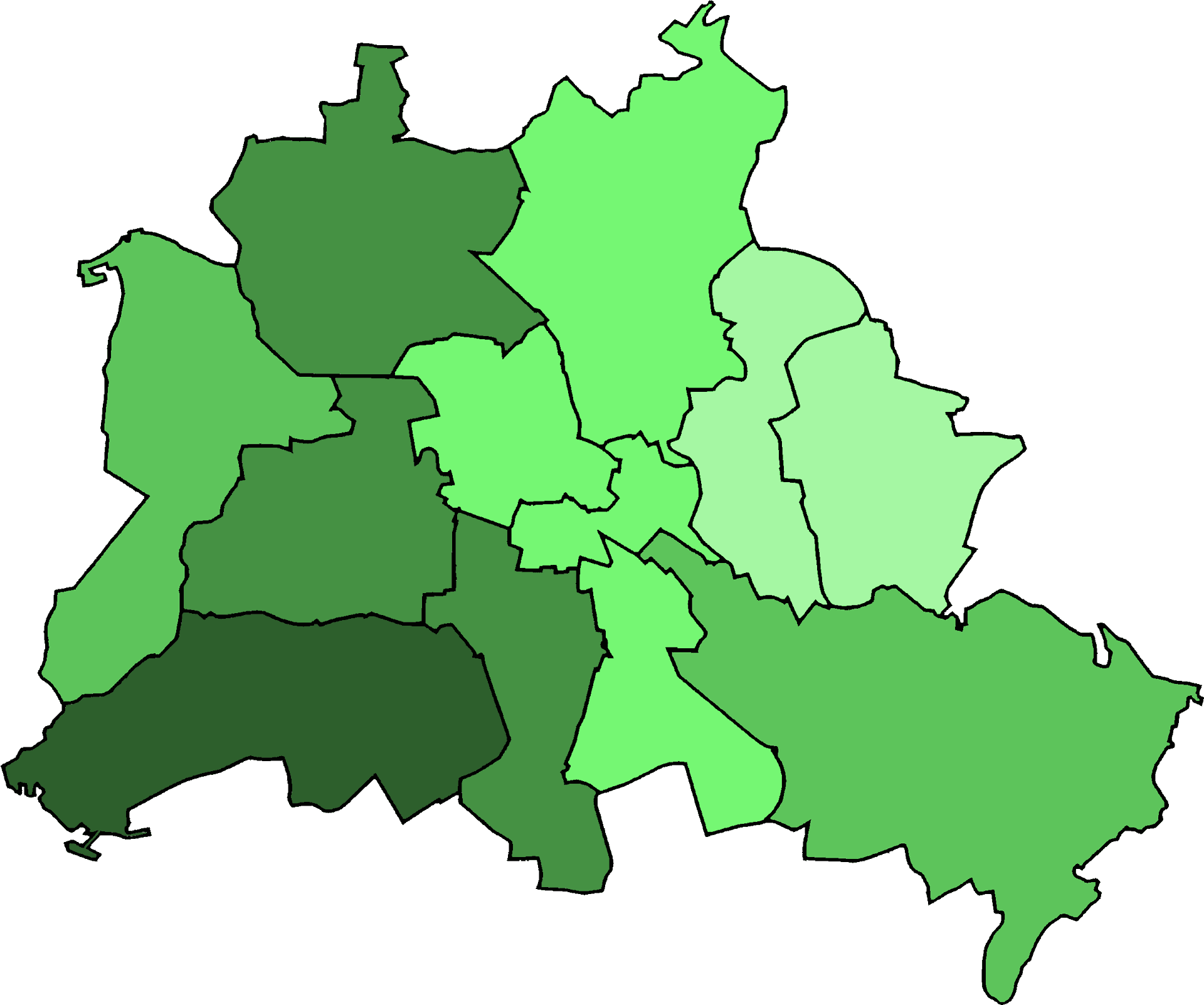 Berlin Districts Map Outline PNG Image