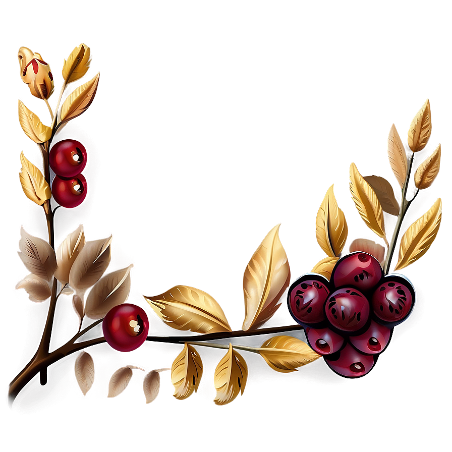 Berries And Nuts Thanksgiving Border Png 06202024 PNG Image