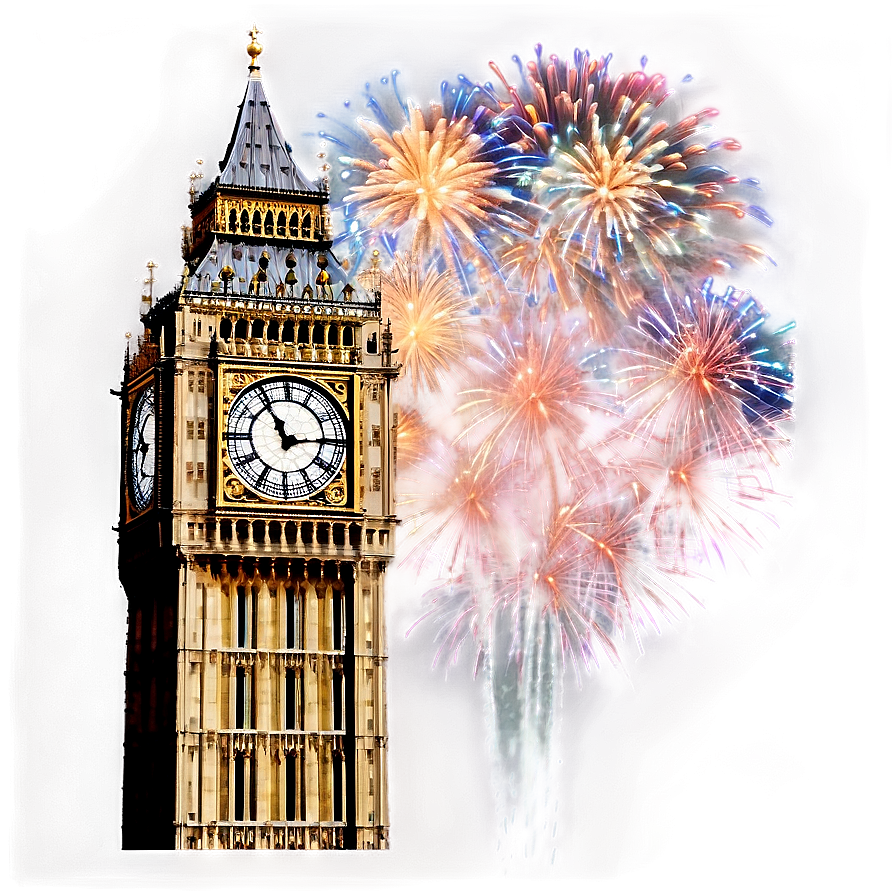 Big Ben With Fireworks Background Png 27 PNG Image