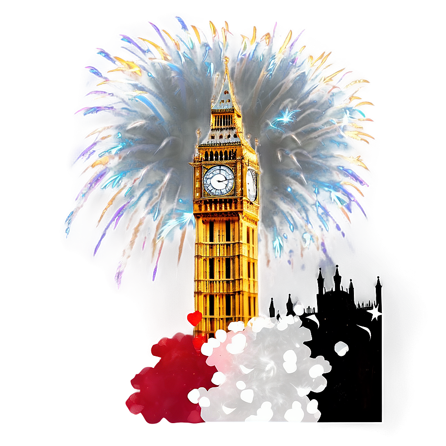 Big Ben With Fireworks Background Png Rwr43 PNG Image