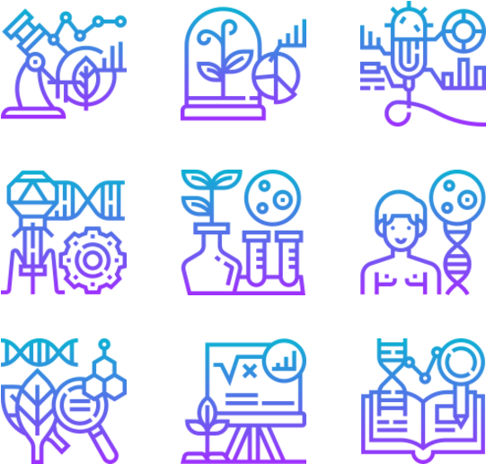 Biology Research Icons Set PNG Image