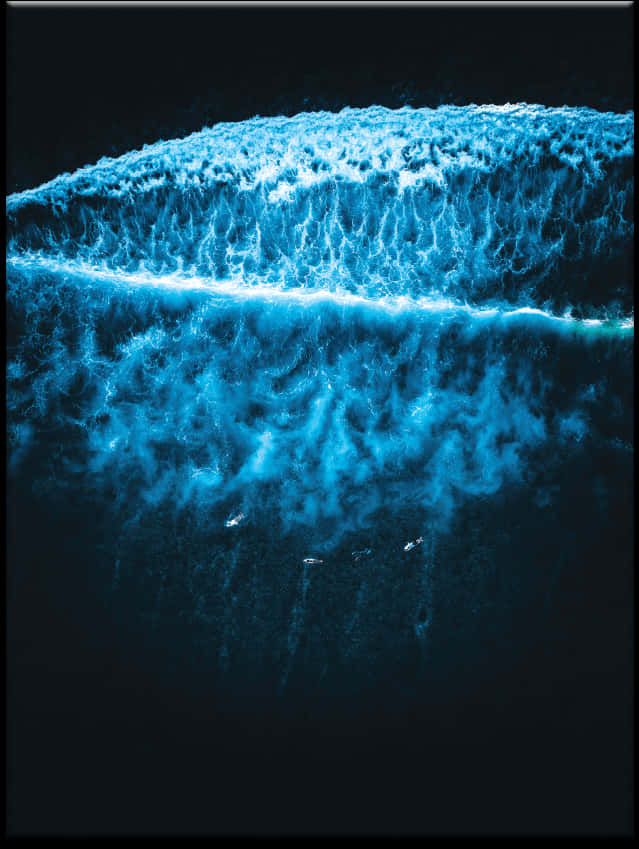 Bioluminescent Wave Under Starlight PNG Image