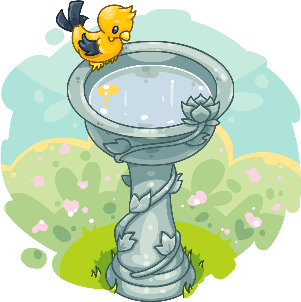 Bird Bathingin Garden Birdbath PNG Image