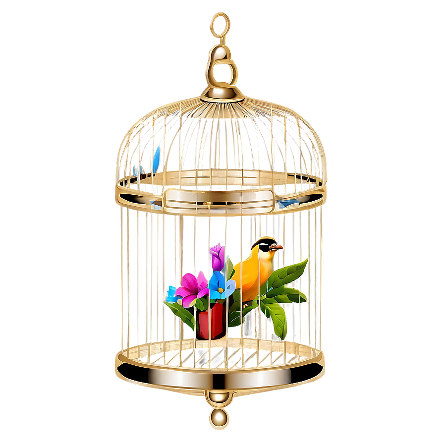 Bird Cage With Flowers Png 06122024 PNG Image