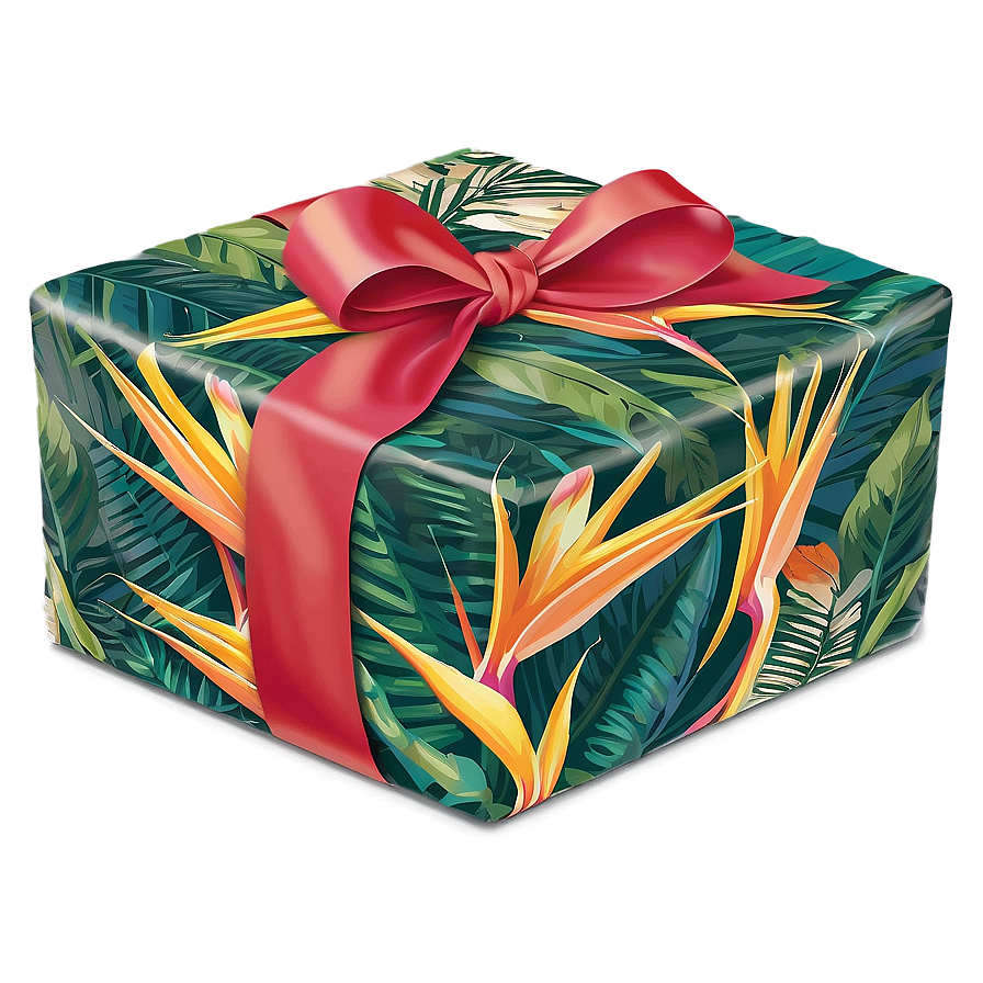 Bird Of Paradise Gift Wrap Design Png 90 PNG Image