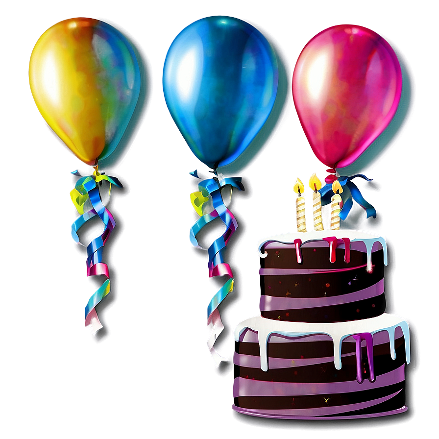 Birthday Balloon And Cake Png Trm PNG Image