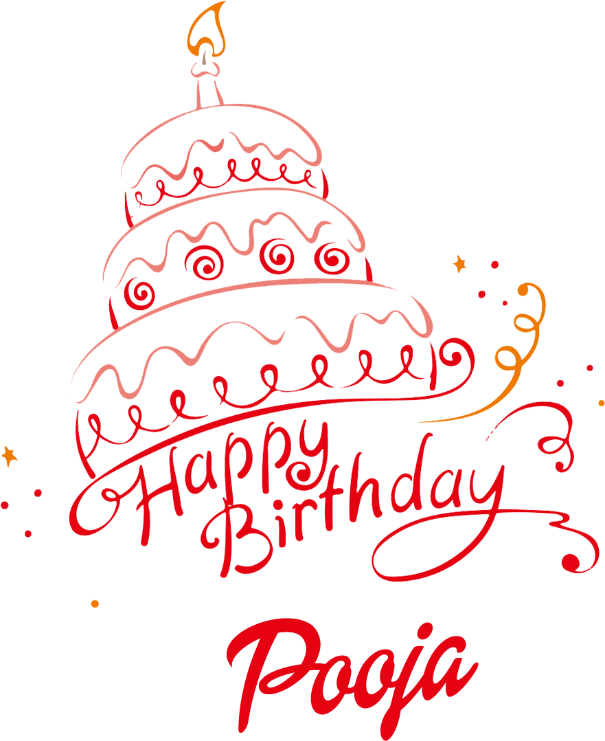 Birthday Cake Drawing Pooja Logo PNG Image