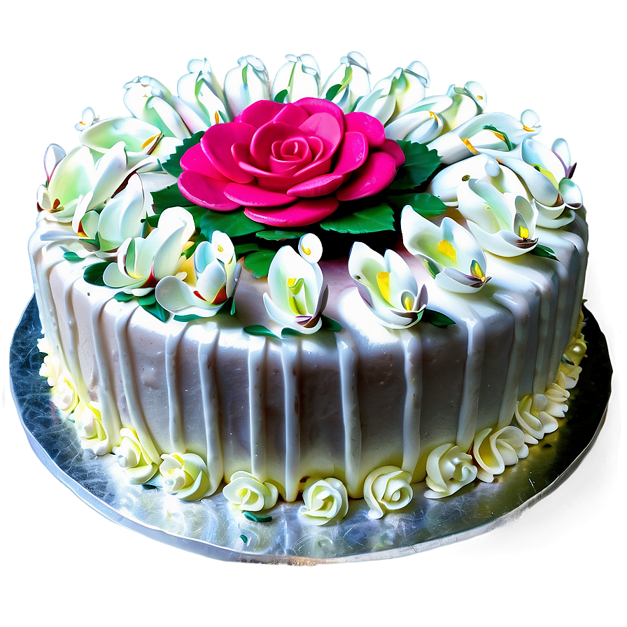 Birthday Cake With Flowers Png Wjh PNG Image