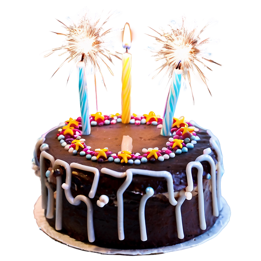 Birthday Cake With Sparklers Png Aay66 PNG Image