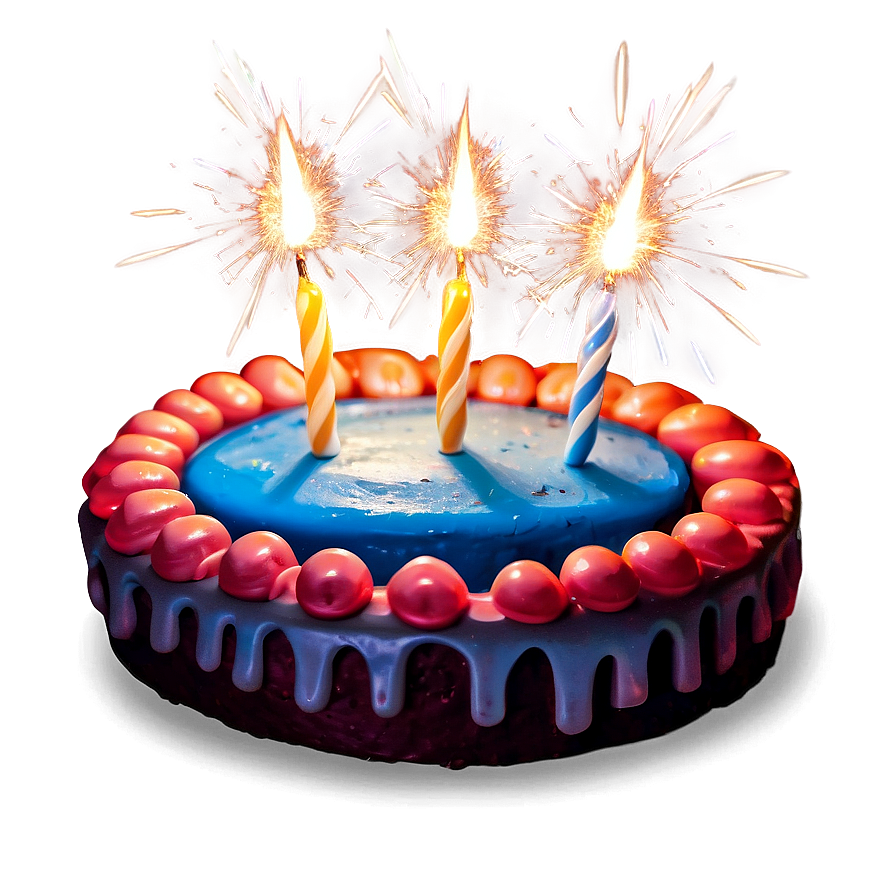 Birthday Cake With Sparklers Png Ckj PNG Image