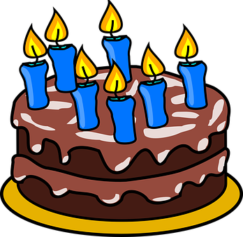 Birthday Cakewith Blue Candles PNG Image