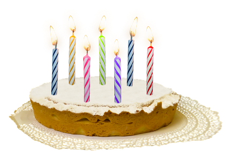 Birthday Cakewith Lit Candles PNG Image