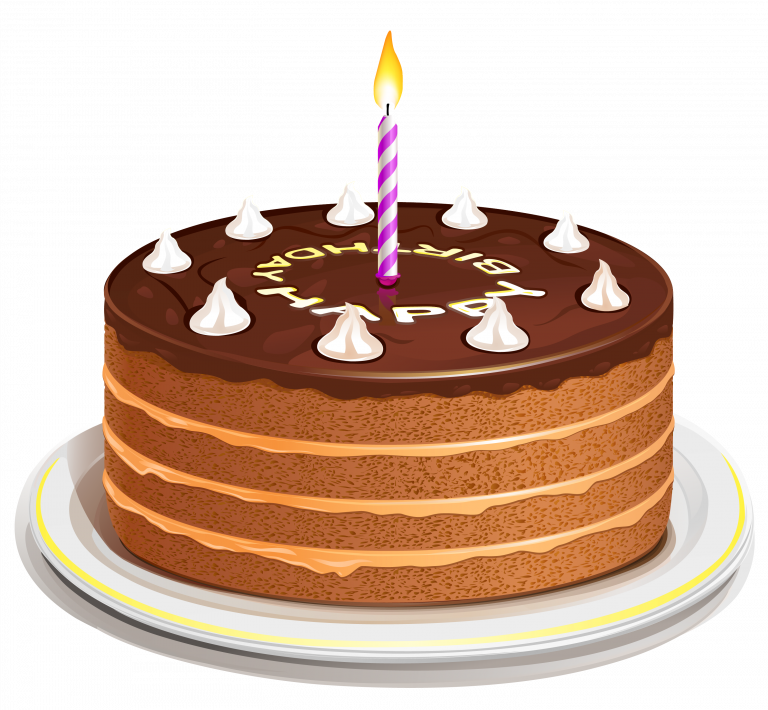 Birthday Chocolate Cake With Candle PNG Image