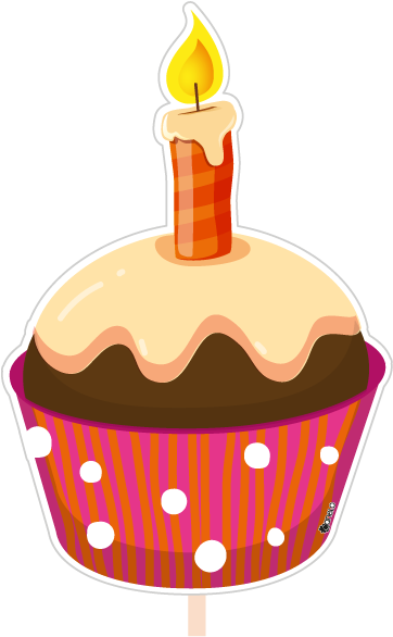 Birthday Cupcake Candle Celebration PNG Image