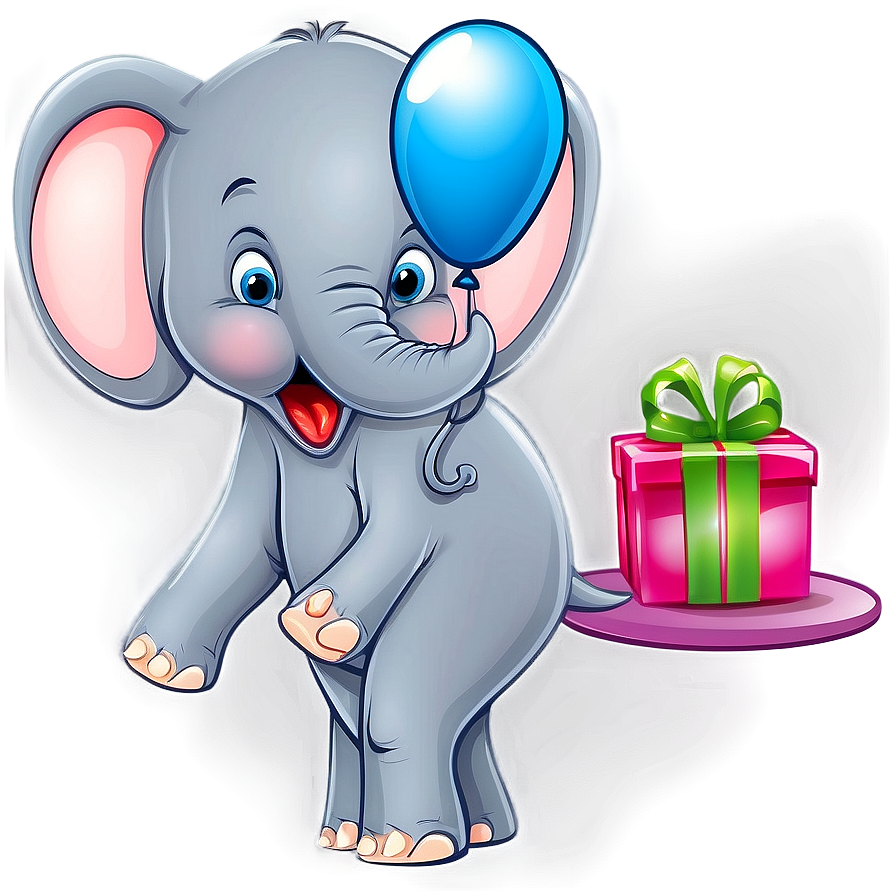 Birthday Party Elephant Cartoon Png 06212024 PNG Image