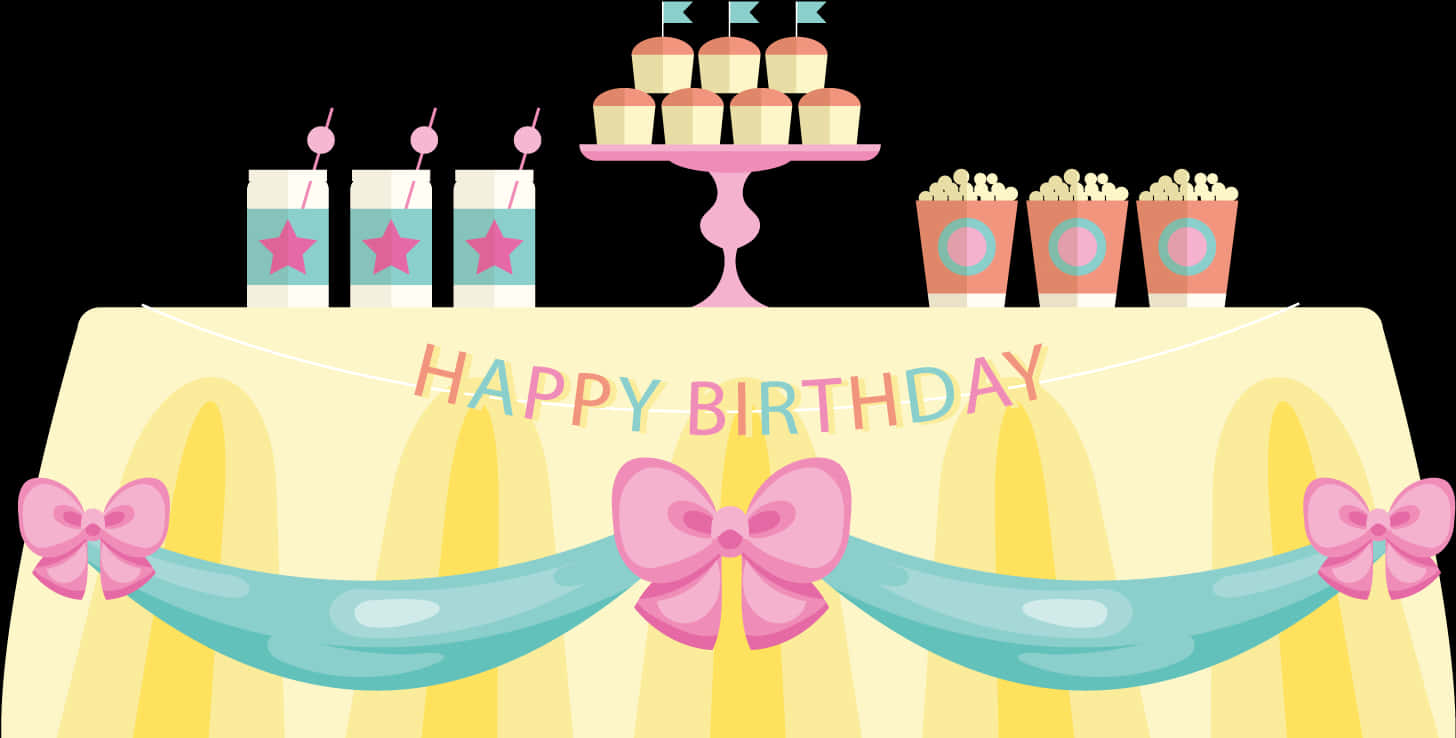 Birthday Party Table Setup PNG Image