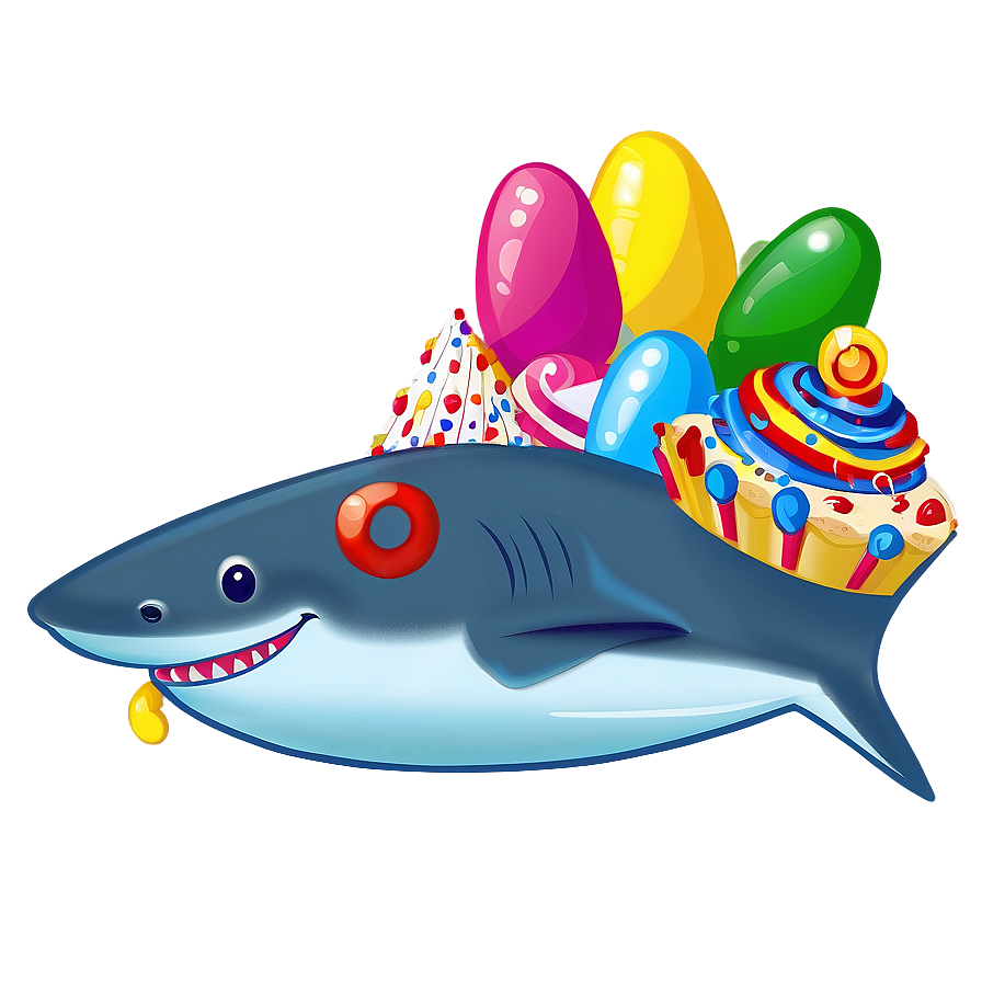 Birthday Shark With Cake Png Oan PNG Image