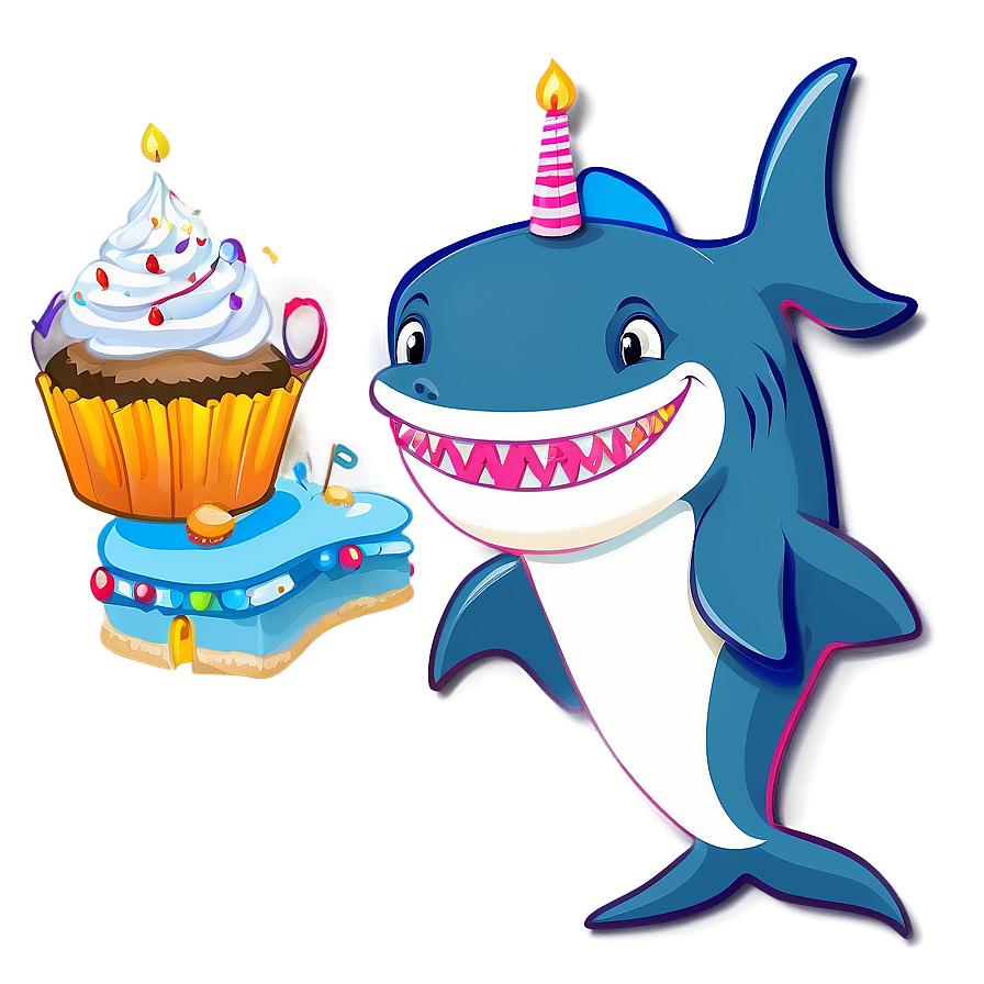 Birthday Shark With Cupcake Png 68 PNG Image