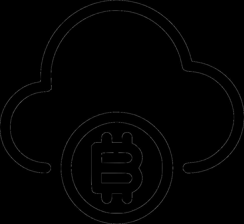 Bitcoin Cloud Icon Black PNG Image