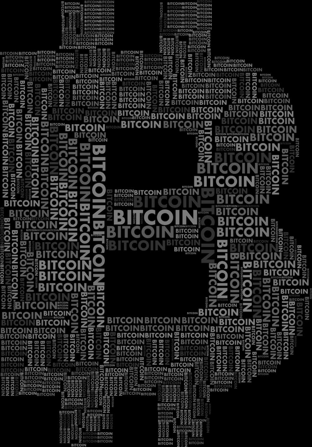 Bitcoin Word Cloud Art PNG Image