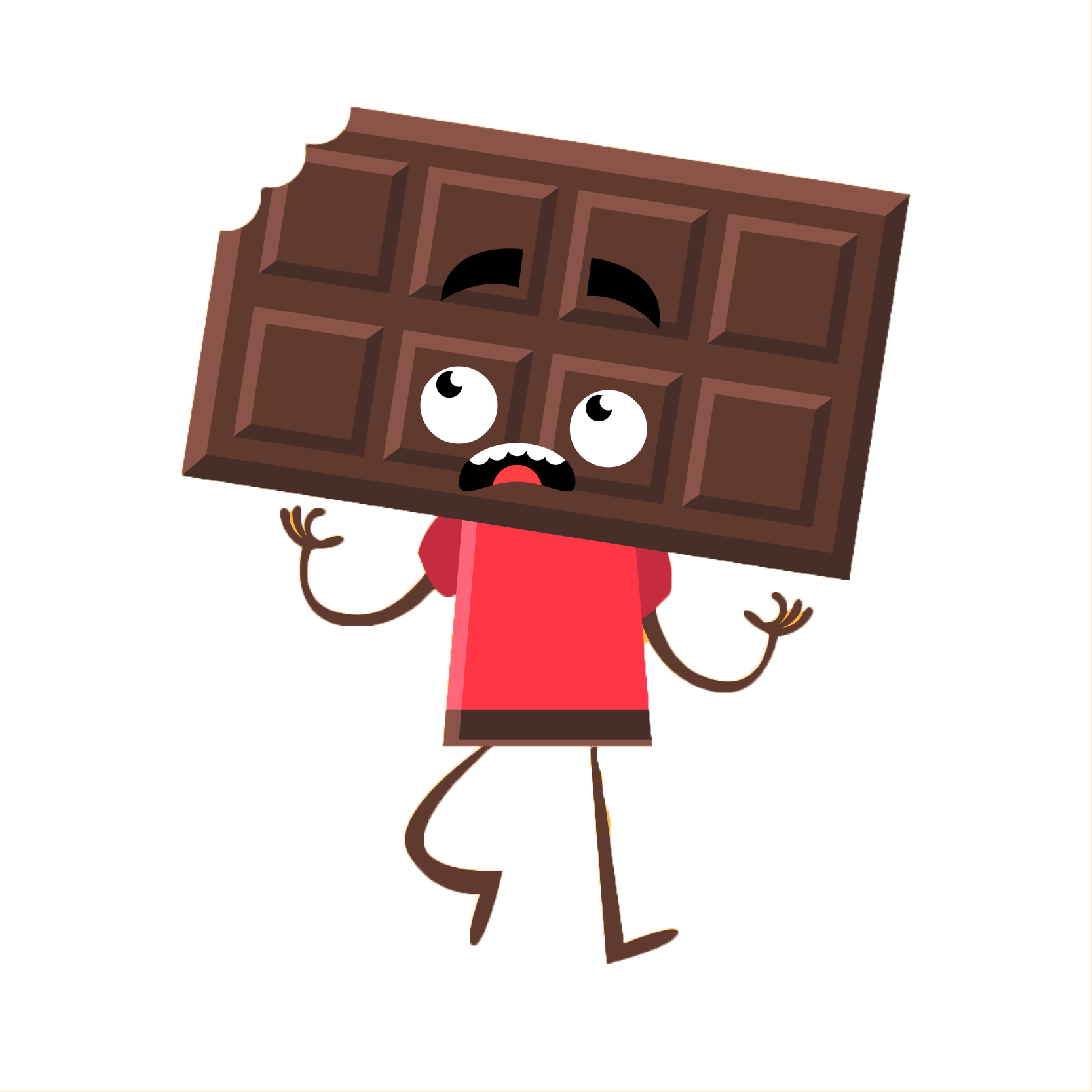 Bitten Chocolate Bar Cartoon Character PNG Image