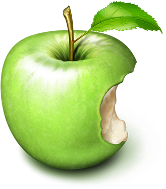 Bitten Green Apple PNG Image