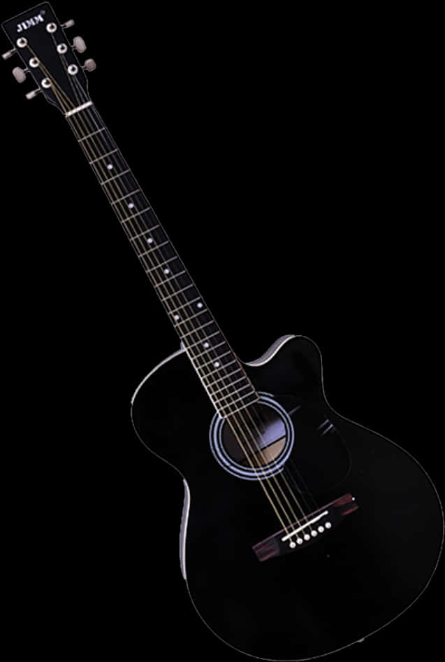 Black Acoustic Guitaron Dark Background.jpg PNG Image