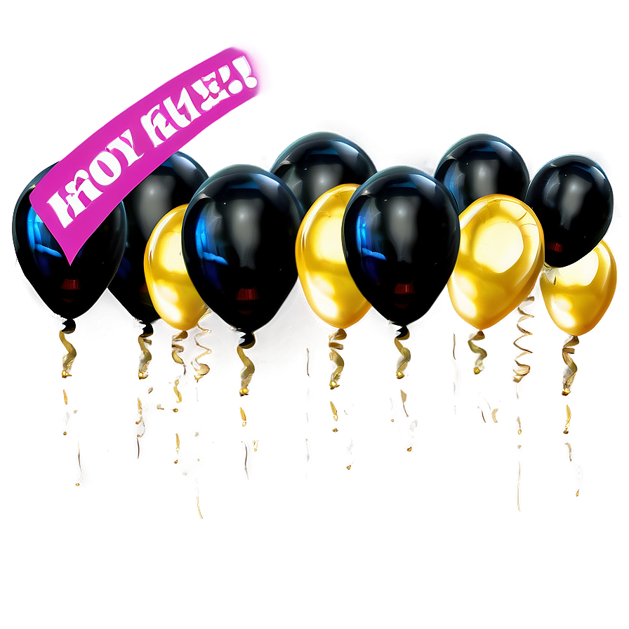 Black And Gold Balloons A PNG Image