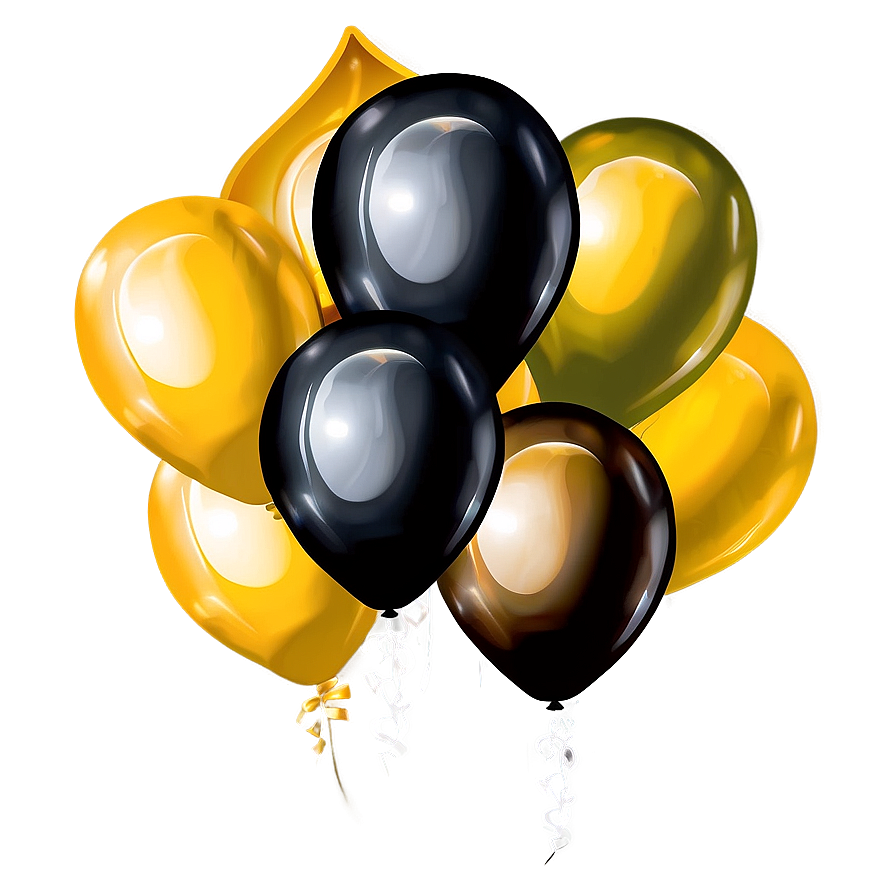 Black And Gold Balloons Clipart Png Rsg PNG Image