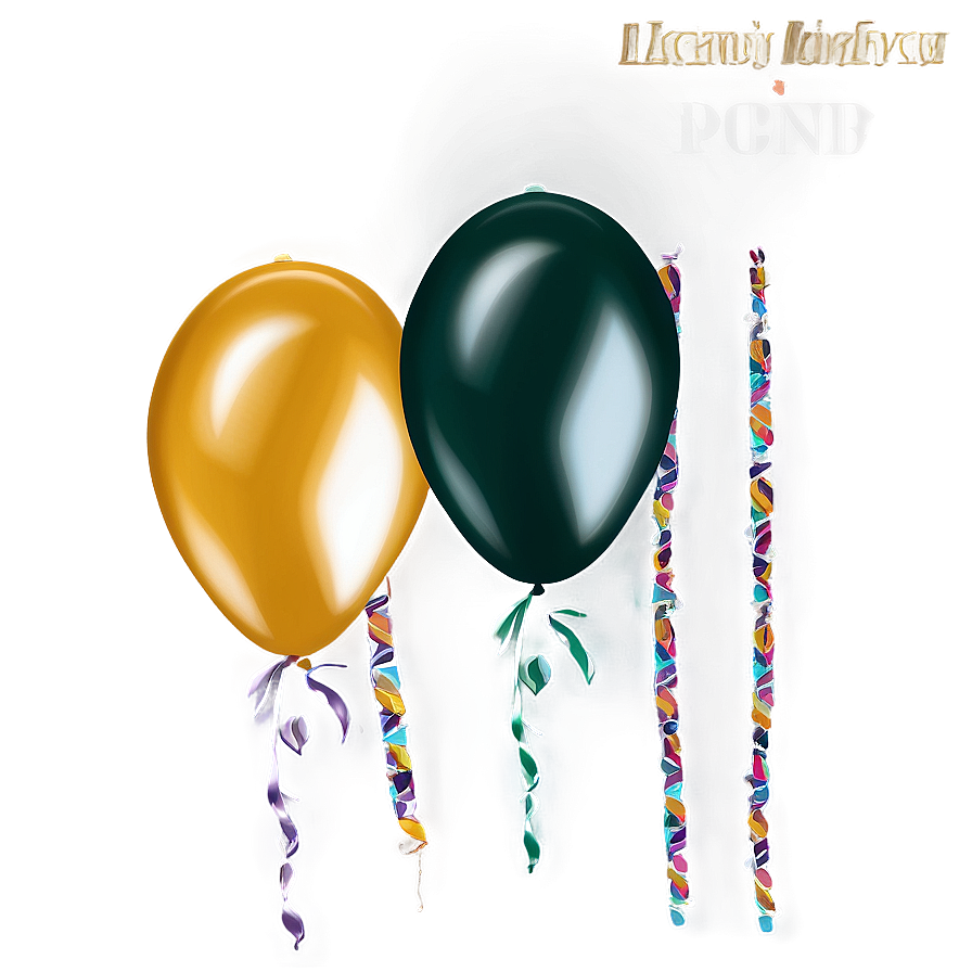 Black And Gold Birthday Balloons Png Weq PNG Image