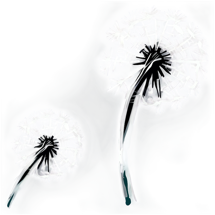 Black And White Dandelion Png Mft PNG Image