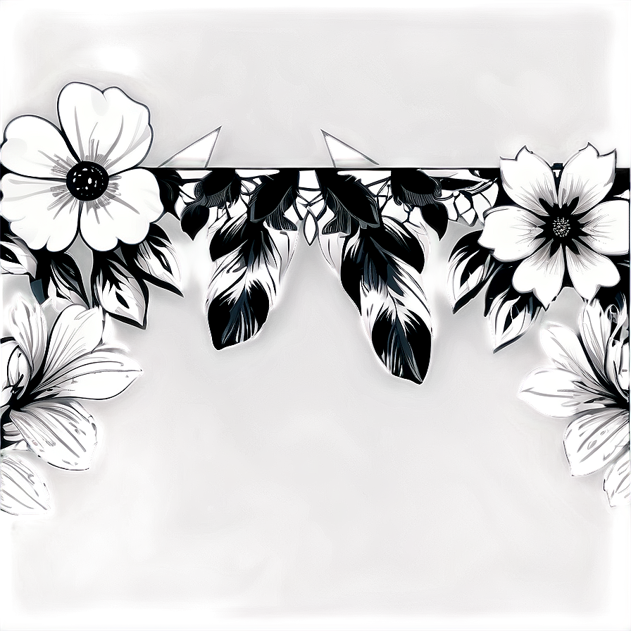 Black And White Flower Border Png Rym PNG Image