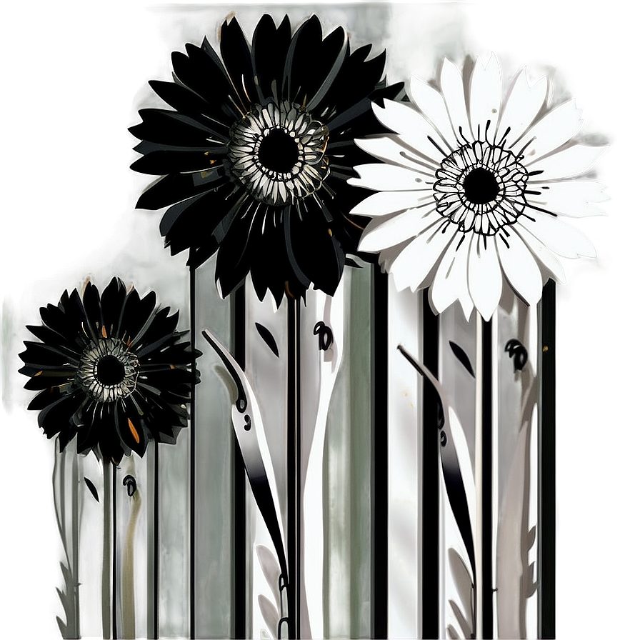 Black And White Flower Clipart Png Gsn84 PNG Image