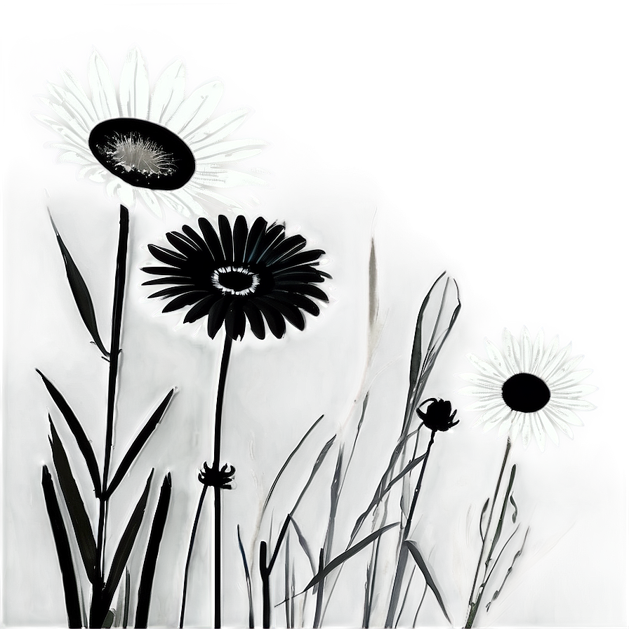 Black And White Flower Field Png 05252024 PNG Image