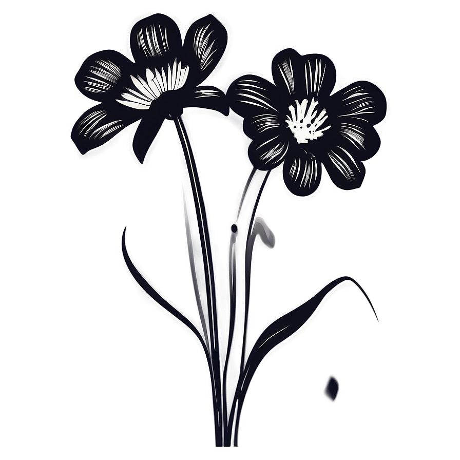 Black And White Flower Silhouette Png 05252024 PNG Image