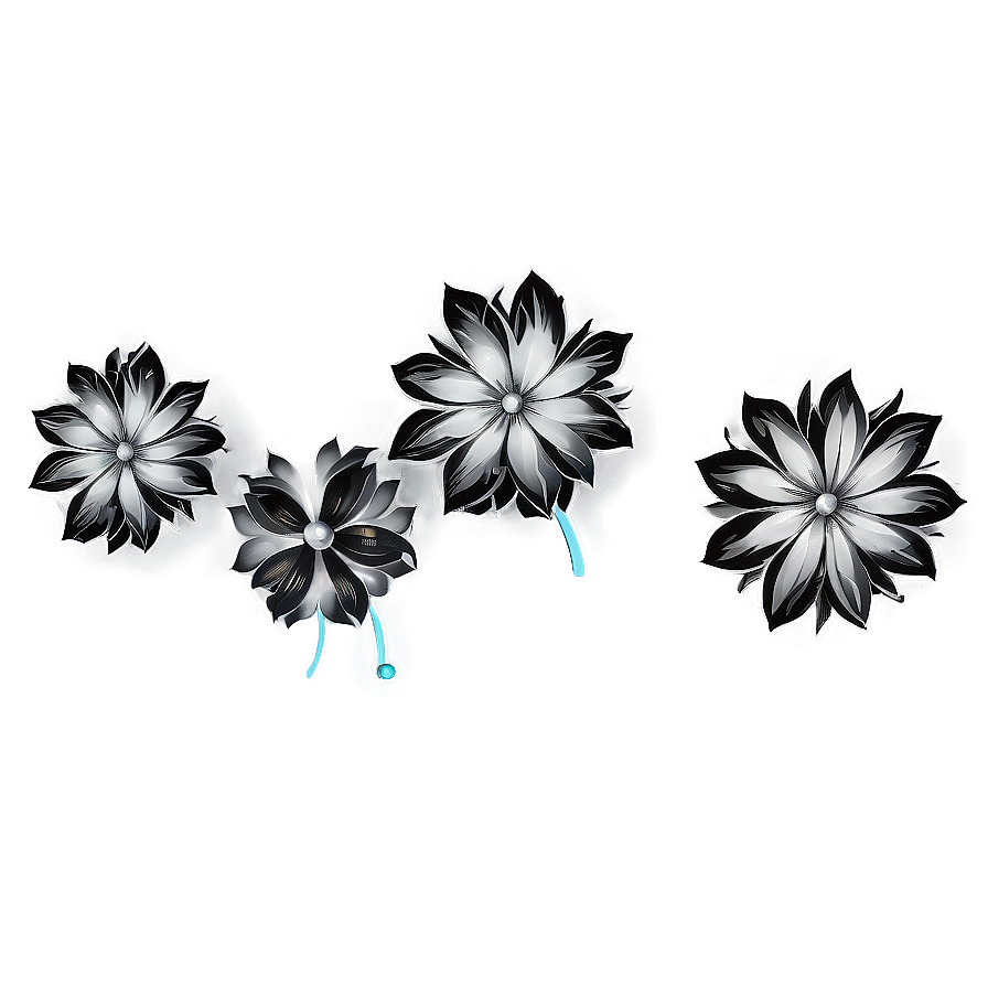 Black And White Flower Sketch Png Etj54 PNG Image