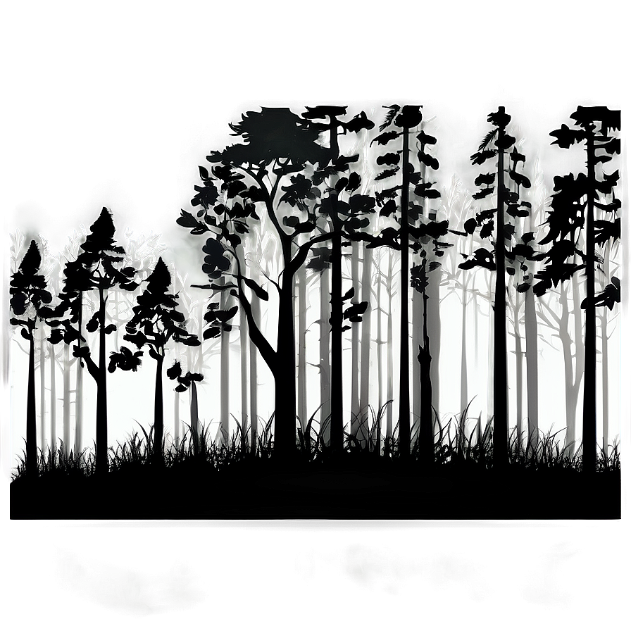 Black And White Forest Silhouette Png 82 PNG Image