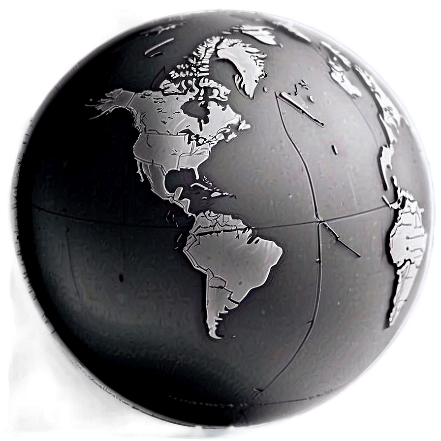 Black And White Globe C PNG Image