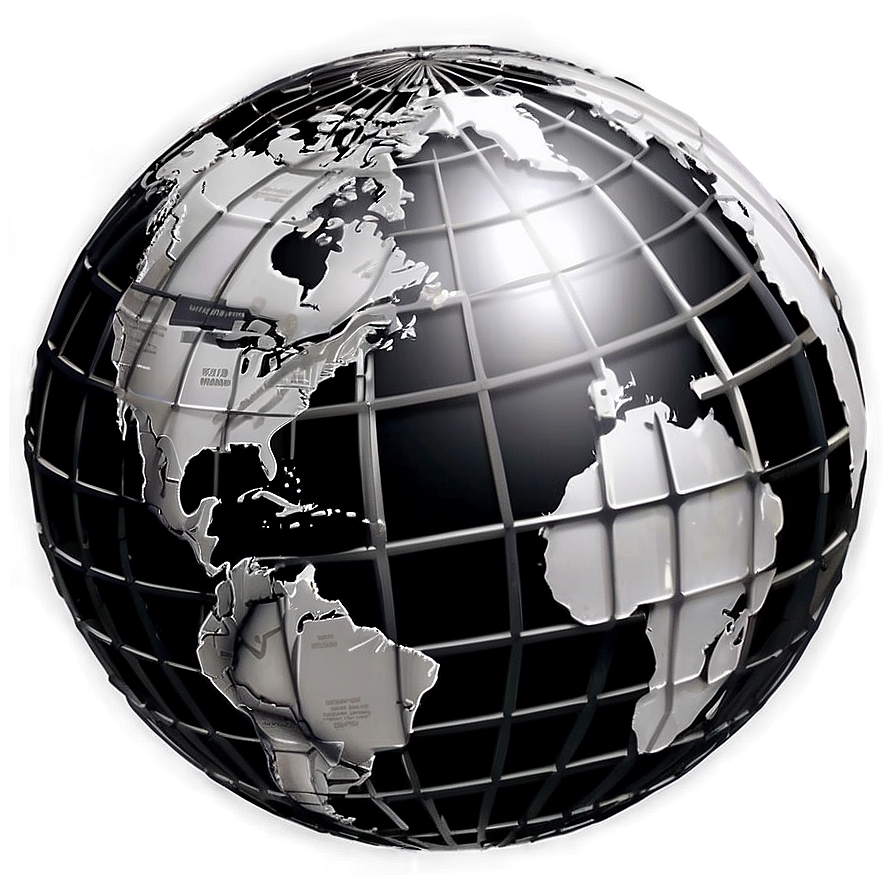 Black And White Globe With Highlights Png Alq33 PNG Image