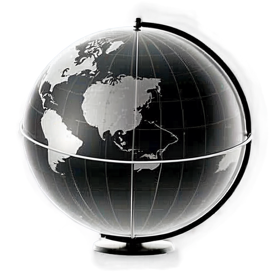 Black And White Globe With Meridians Png Imq80 PNG Image