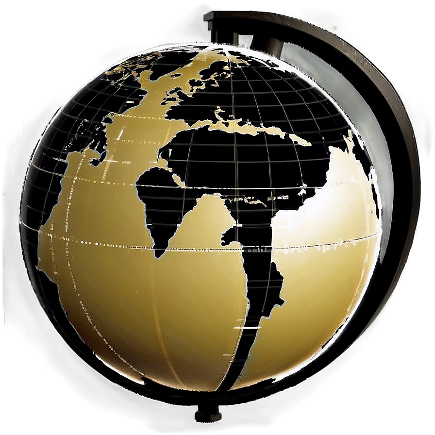 Black And White Globe With Stand Png Jwv36 PNG Image