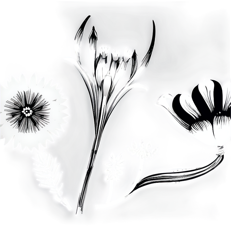 Black And White Spring Flower Png 05252024 PNG Image