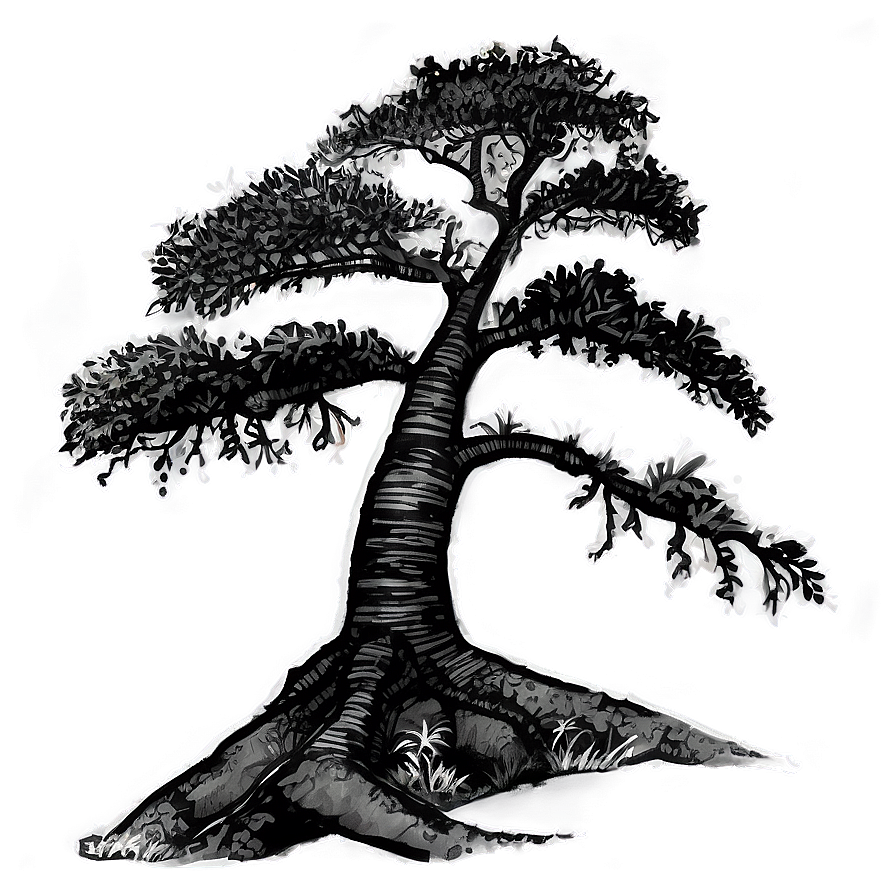 Black And White Tree On Hillside Png 39 PNG Image