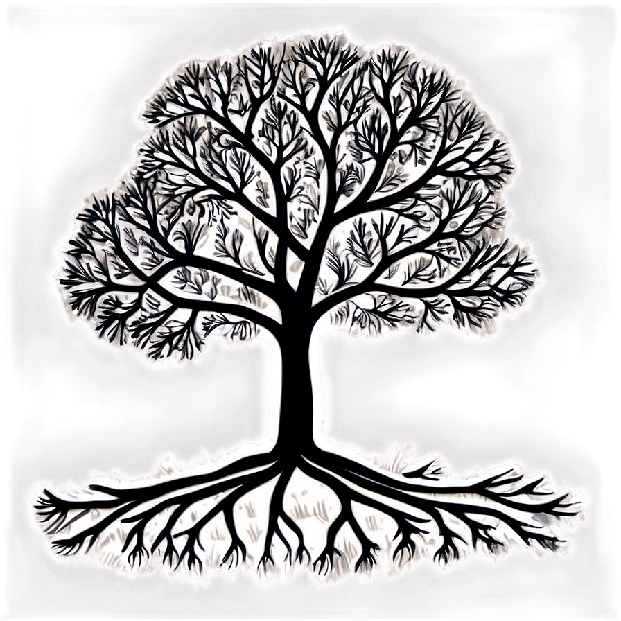 Black And White Tree With Roots Png 45 PNG Image